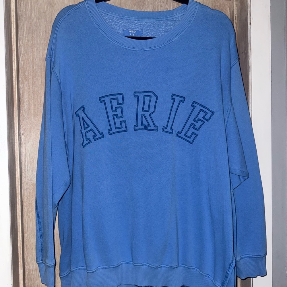 Aerie Classic Blue Logo Pullover size L